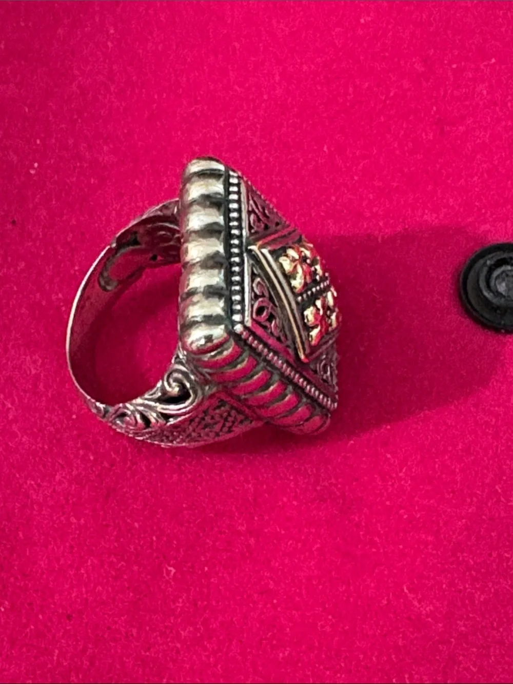 Phillip Gavriel Intricate Silver-Tone Filigree Square Ring - Women Jewelry